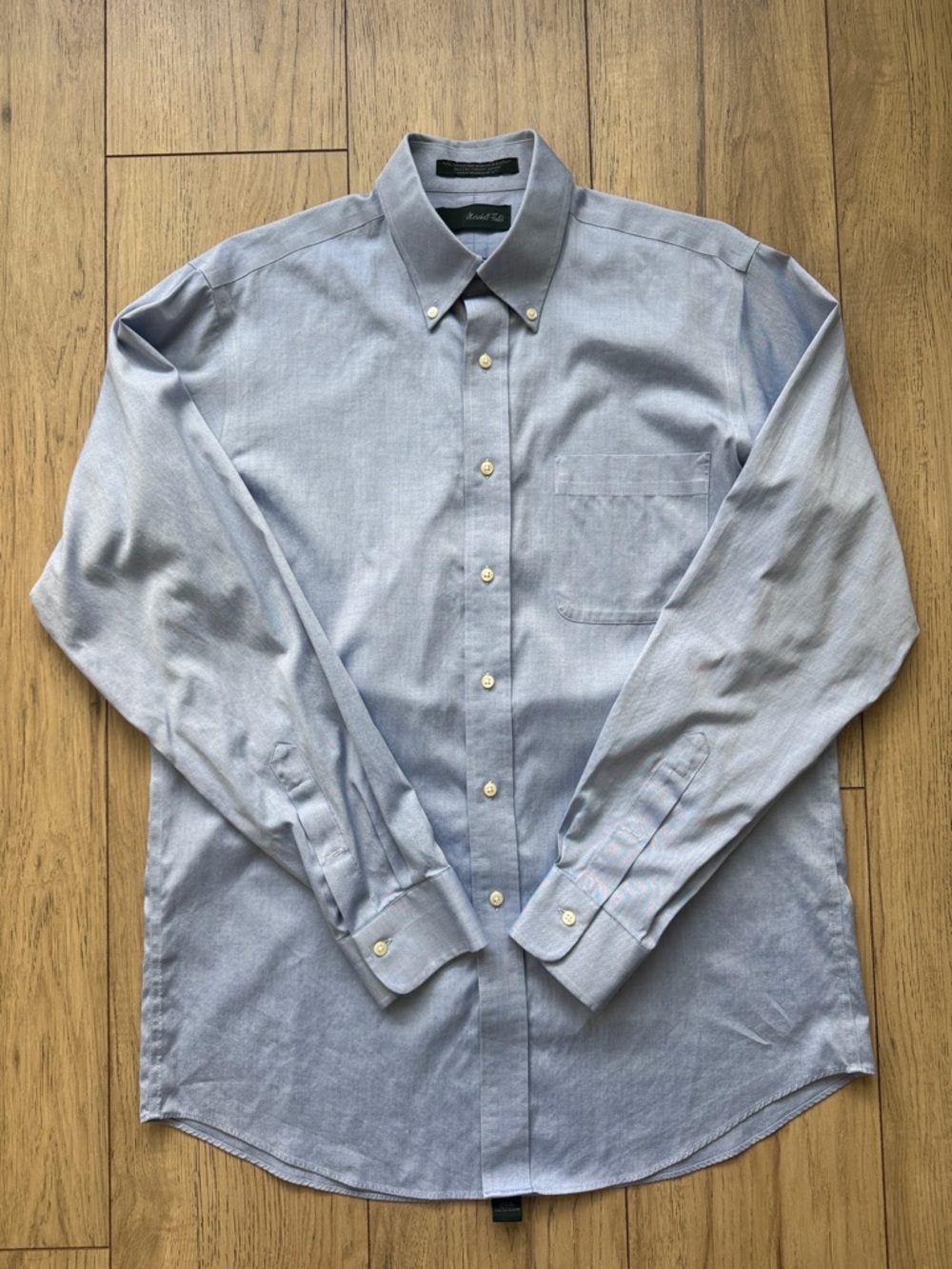 Marshall Fields Men’s 15 1/2 Blue Button Down Shirt Cotton Long Sleeve Casual